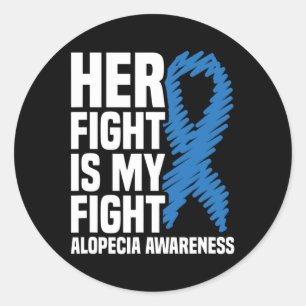 Pegatina Redonda Su Lucha Es Mi Lucha Cinta Azul Alopecia Awarene