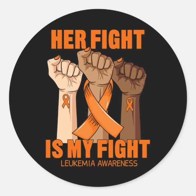 Pegatina Redonda Su Lucha Es Mi Lucha Concienciación Sobre Leucemia (Anverso)