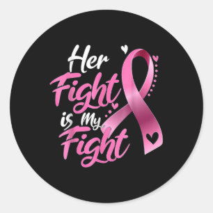 Pegatina Redonda Su lucha es mi lucha contra el cáncer de mama Conc
