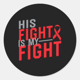 Pegatina Redonda Su lucha es mi lucha contra el cáncer de sangre 1