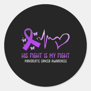 Pegatina Redonda Su Lucha Es Mi Lucha Contra El Cáncer Pancreático