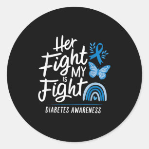 Pegatina Redonda Su lucha es mi lucha contra la diabetes