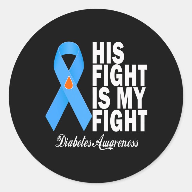 Pegatina Redonda Su lucha es mi lucha contra la diabetes Conciencia (Anverso)