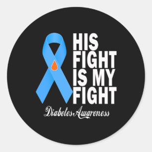 Pegatina Redonda Su lucha es mi lucha contra la diabetes Conciencia