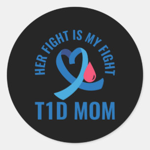 Pegatina Redonda Su lucha es mi lucha contra la diabetes de la madr