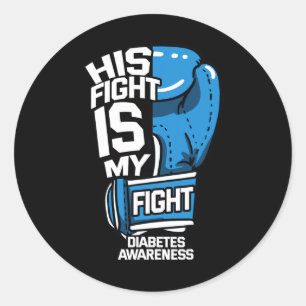 Pegatina Redonda Su lucha es mi lucha contra la diabetes diabética