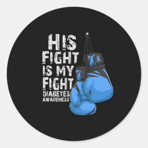 Pegatina Redonda Su lucha es mi lucha contra la diabetes diabética