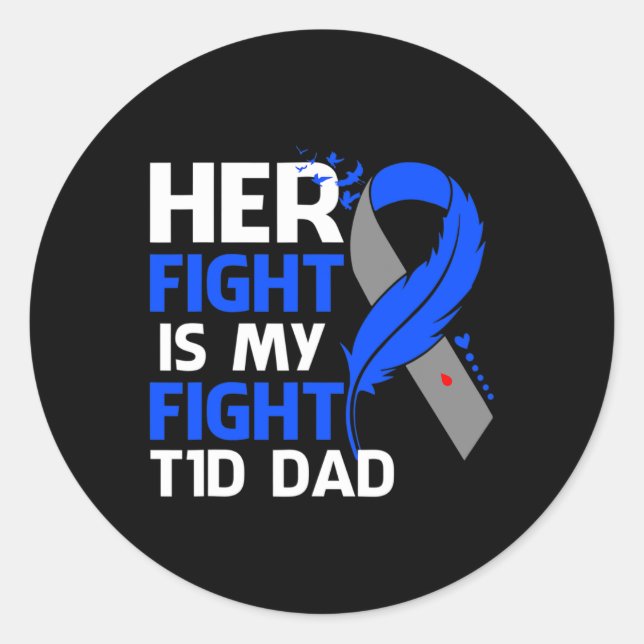 Pegatina Redonda Su Lucha Es Mi Lucha Contra La Diabetes T1d De Pap (Anverso)