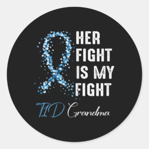 Pegatina Redonda Su lucha es mi lucha contra la diabetes tipo 1 de 