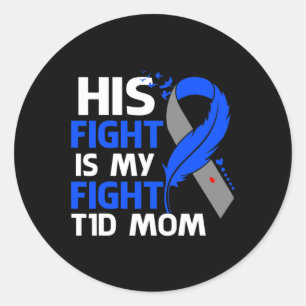 Pegatina Redonda Su lucha es mi lucha contra la diabetes tipo 1 de