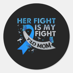 Pegatina Redonda Su lucha es mi lucha contra la diabetes tipo 1 de