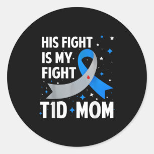 Pegatina Redonda Su lucha es mi lucha contra la diabetes tipo 1 de 