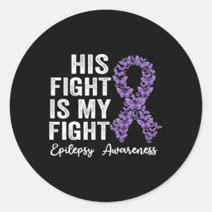 Pegatina Redonda Su lucha es mi lucha contra la epilepsia de Epilep
