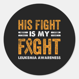Pegatina Redonda Su lucha es mi lucha contra la leucemia Conciencia