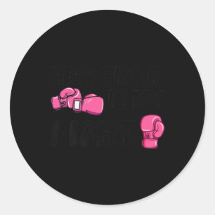 Pegatina Redonda Su Lucha Es Mi Lucha De Boxear Guantes De Cáncer D