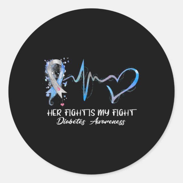 Pegatina Redonda Su Lucha Es Mi Lucha De Conciencia Sobre La Diabet (Anverso)