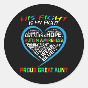 Pegatina Redonda Su lucha es mi lucha por la conciencia del autismo