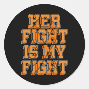 Pegatina Redonda Su lucha es mi lucha Ri, Naranja de concientizació