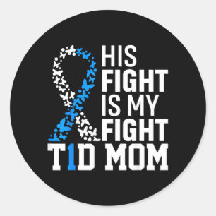 Pegatina Redonda Su lucha es mi lucha T1d Mamá Conciencia de la Dia