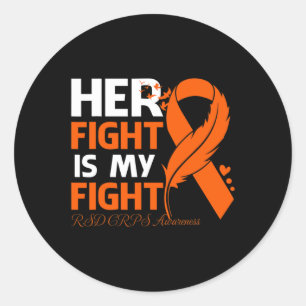 Pegatina Redonda Su Lucha Es Mi Pelea Rsd Crps Feather
