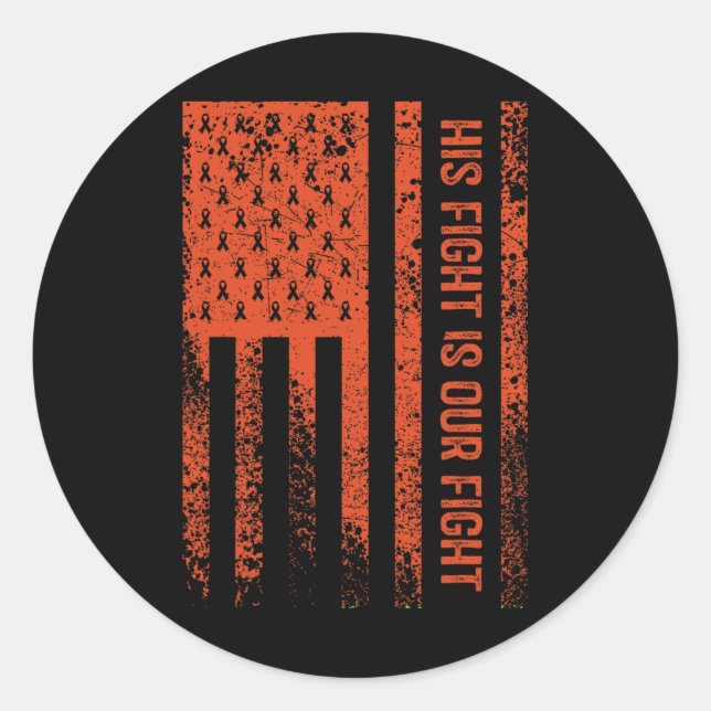 Pegatina Redonda Su Lucha Es Nuestra Conciencia De La Leucemia. (Anverso)