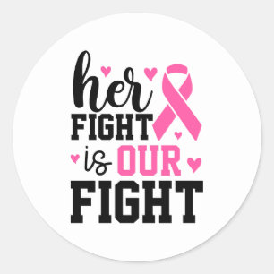 Pegatina Redonda Su lucha es nuestra lucha contra el cáncer de mama