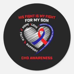 Pegatina Redonda Su lucha hijo conciencia CHD enfermedad cardíaca g
