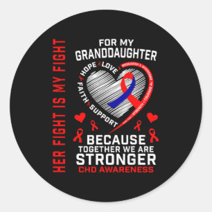 Pegatina Redonda Su lucha Nieta CHD Conciencia Corazón Enfermedad