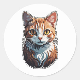 Pegatina Redonda Su majestad felina vibrante - Gato exquisito