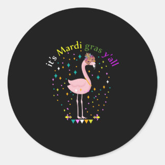 Pegatina Redonda Su Mardi Gras Funny Mask Flamingo Lover
