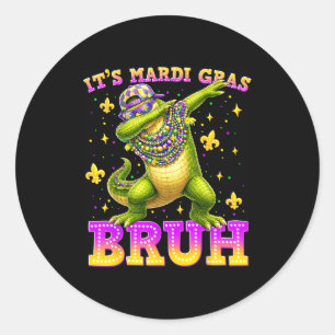 Pegatina Redonda Su Mardi Gras Hermano Lagarto Mardigartor Hombres 