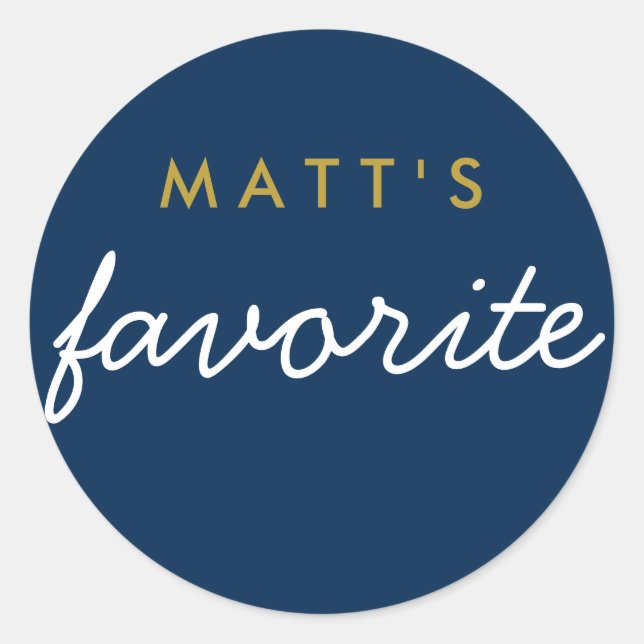 Pegatina Redonda "Su" Marina Favorita De Ropa De Ropa Azul Oro Blan (Anverso)