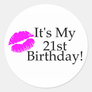 Pegatina Redonda Su mi 21ro cumpleaños (beso)