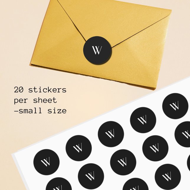 Pegatina Redonda Su monograma en blanco y negro (Subido por el creador)