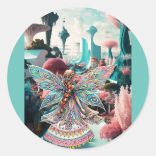 Pegatina Redonda Su Mundo De Maravilla Mágica