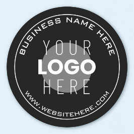 Pegatina Redonda Su nombre comercial, sitio web + imagen subida