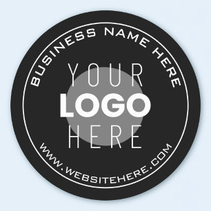 Pegatina Redonda Su nombre comercial, sitio web + imagen subida