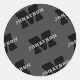 Pegatina Redonda Su nombre o nombre comercial | Gris Masculino Mode
