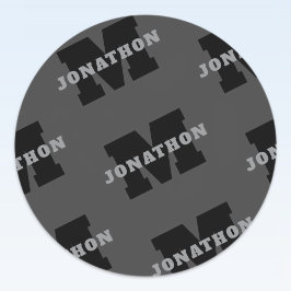 Pegatina Redonda Su nombre o nombre comercial | Gris Masculino Mode