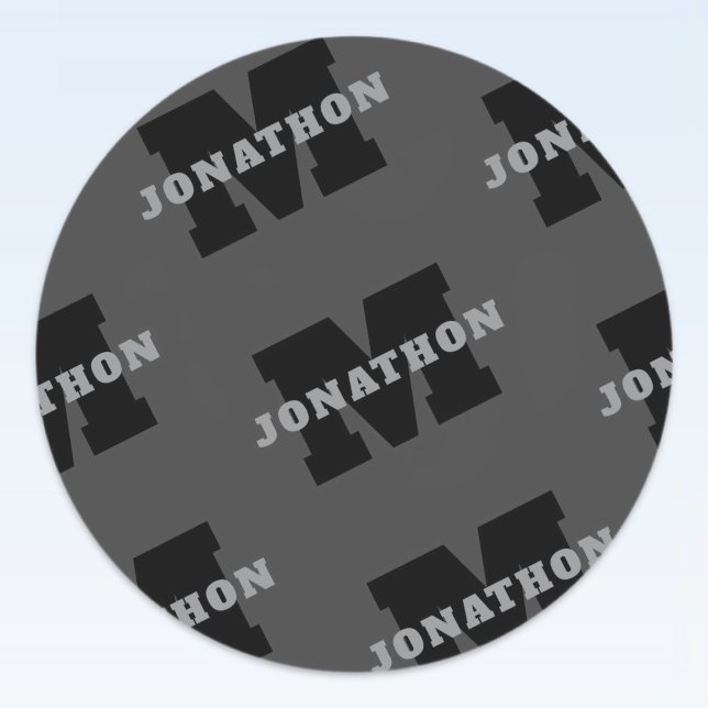 Pegatina Redonda Su nombre o nombre comercial | Gris Masculino Mode (Subido por el creador)