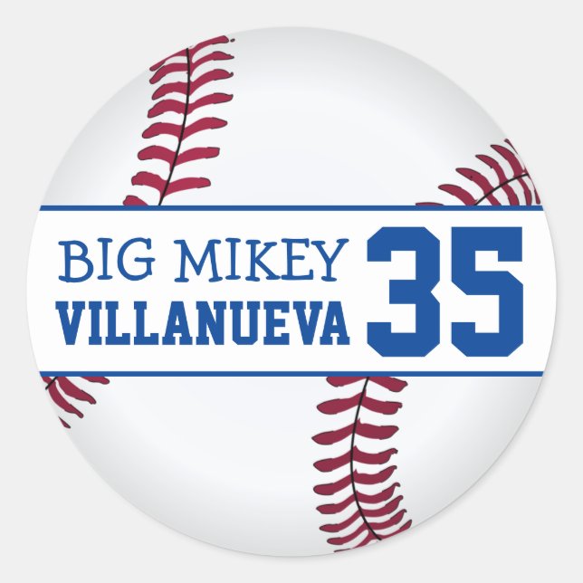 Pegatina Redonda Su número de Jersey de béisbol Personalizado (Anverso)
