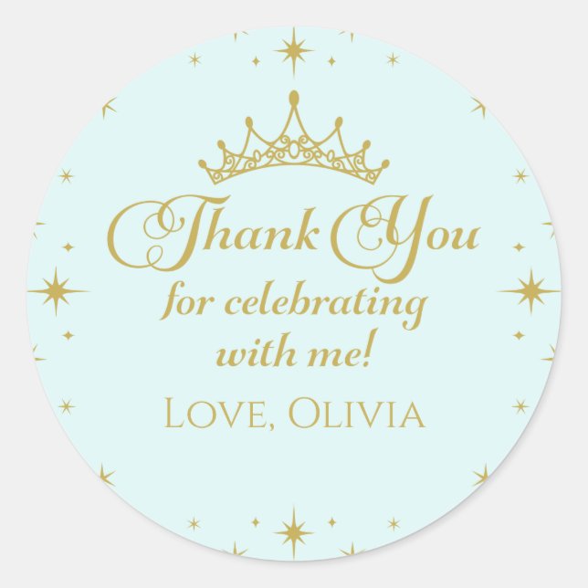 Pegatina Redonda Su Real Princesa de Oro de la Fianza (Anverso)