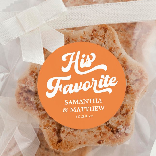 Pegatina Redonda Su recuerdo de boda retro boho de naranja favorito (Subido por el creador)