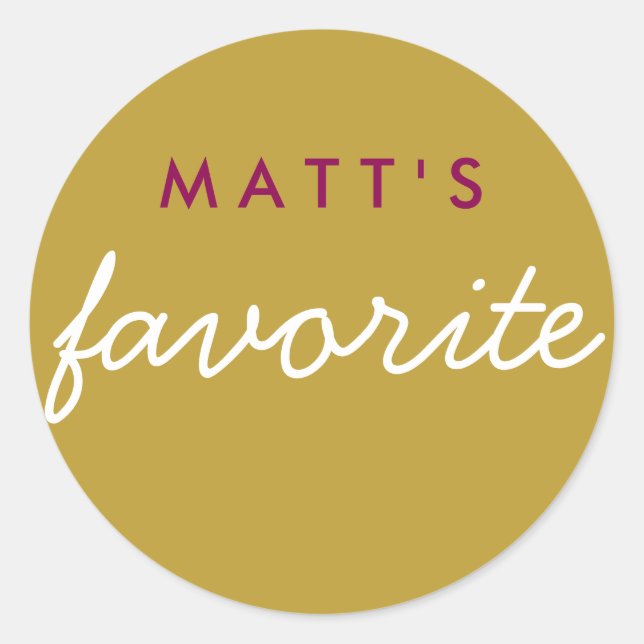 Pegatina Redonda "Su" refrigerio favorito Magenta Gold (Anverso)