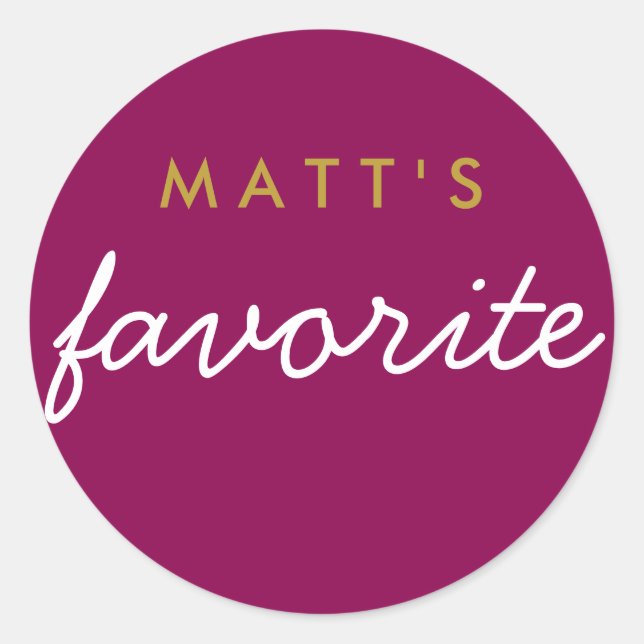 Pegatina Redonda Su Snack Favorito Magenta Dorado (Anverso)