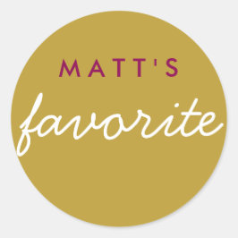 Pegatina Redonda Su Snack Favorito Magenta Dorado