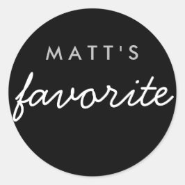 Pegatina Redonda "Su" Snack favorito negro plateado