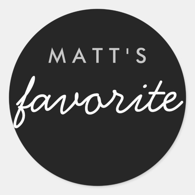 Pegatina Redonda "Su" Snack favorito negro plateado (Anverso)