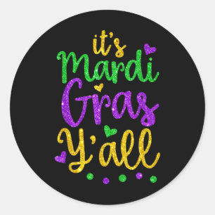 Pegatina Redonda Su traje de máscara de Fiesta Mardi Gras Yall Mard
