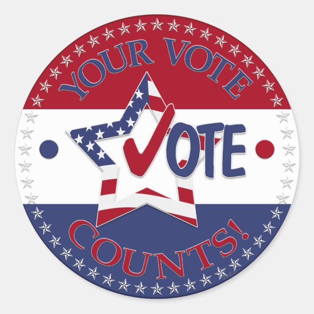 Pegatina Redonda Su voto cuenta la estrella del voto (Anverso)